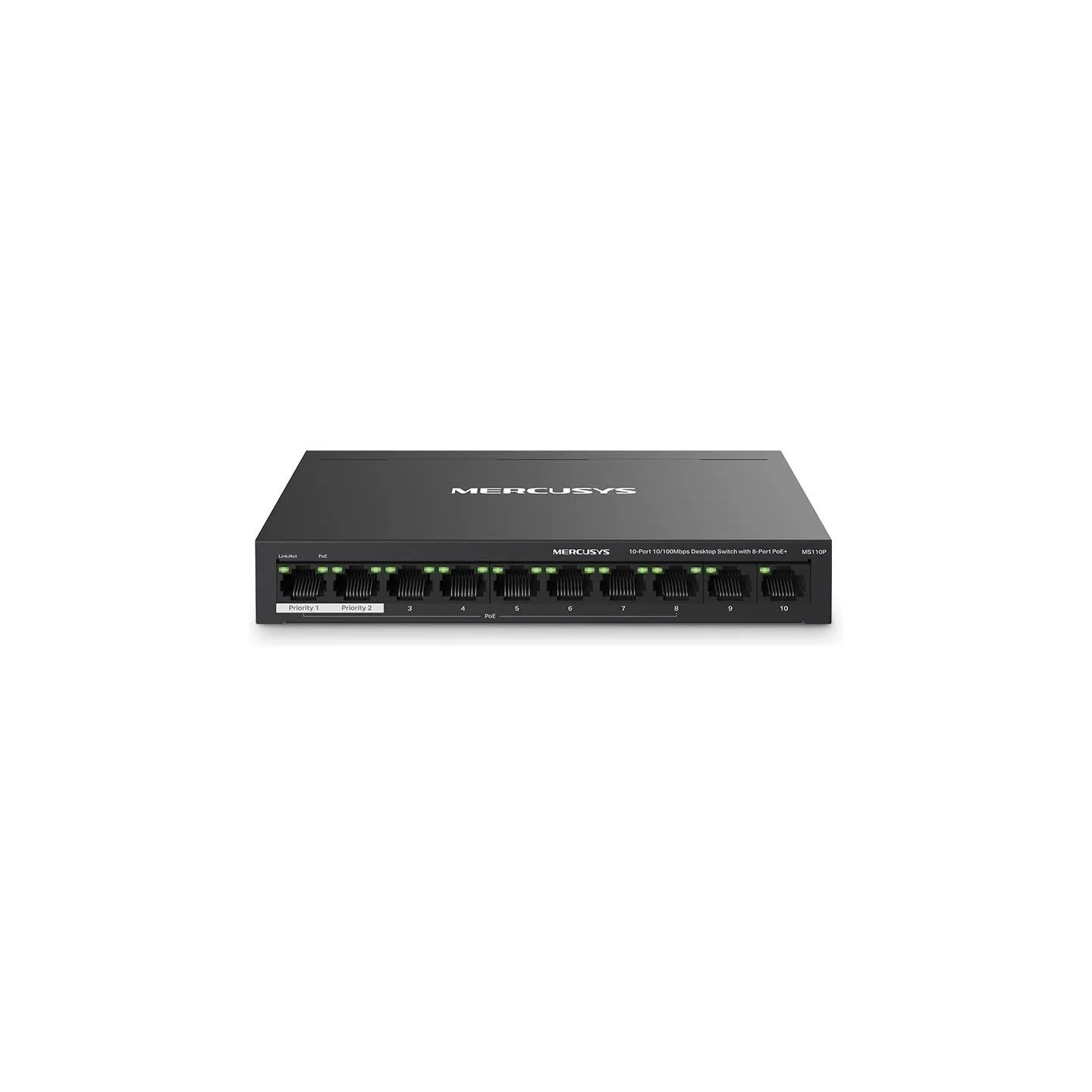 Mercusys Switch|MERCUSYS|Desktop/pedestal|10x10Base-T / 100Base-TX|PoE+ ports 8|MS110P