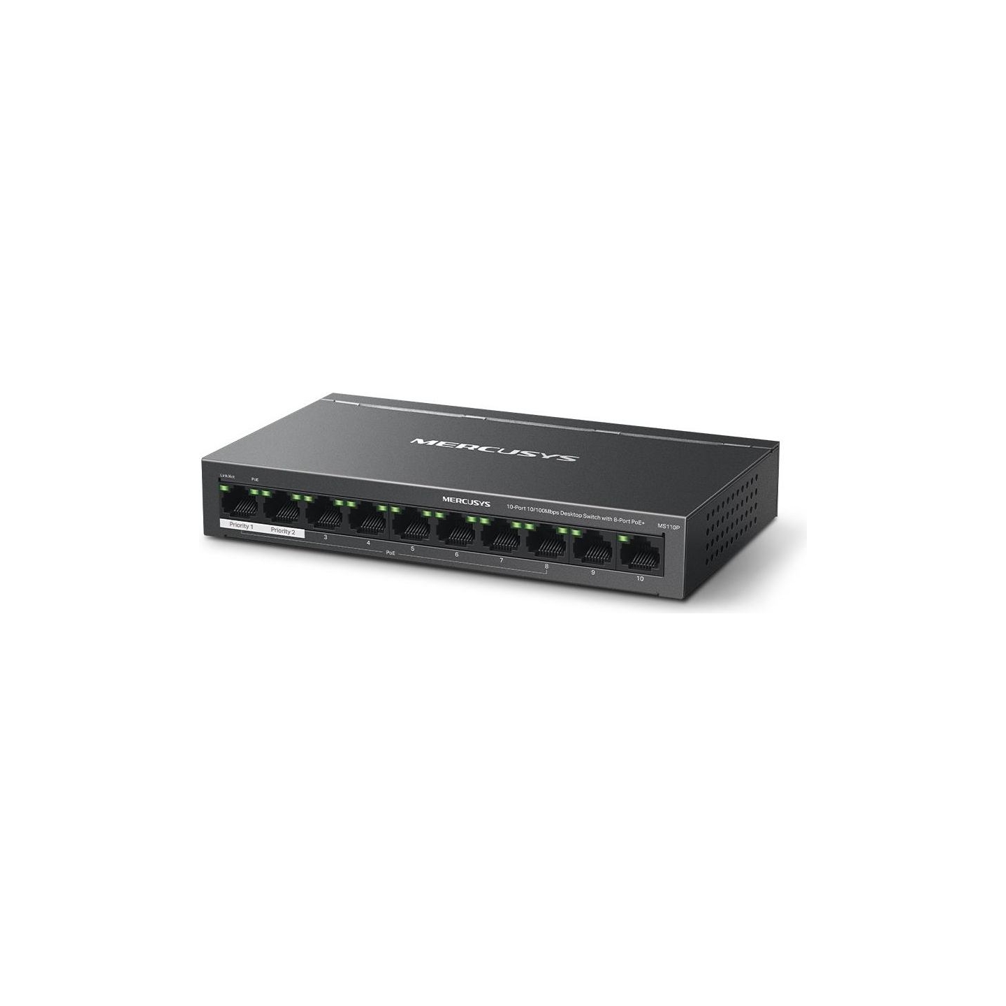 Mercusys Switch|MERCUSYS|Desktop/pedestal|10x10Base-T / 100Base-TX|PoE+ ports 8|MS110P
