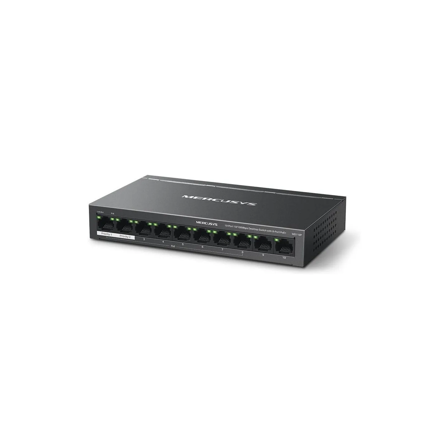 Mercusys Switch|MERCUSYS|Desktop/pedestal|10x10Base-T / 100Base-TX|PoE+ ports 8|MS110P