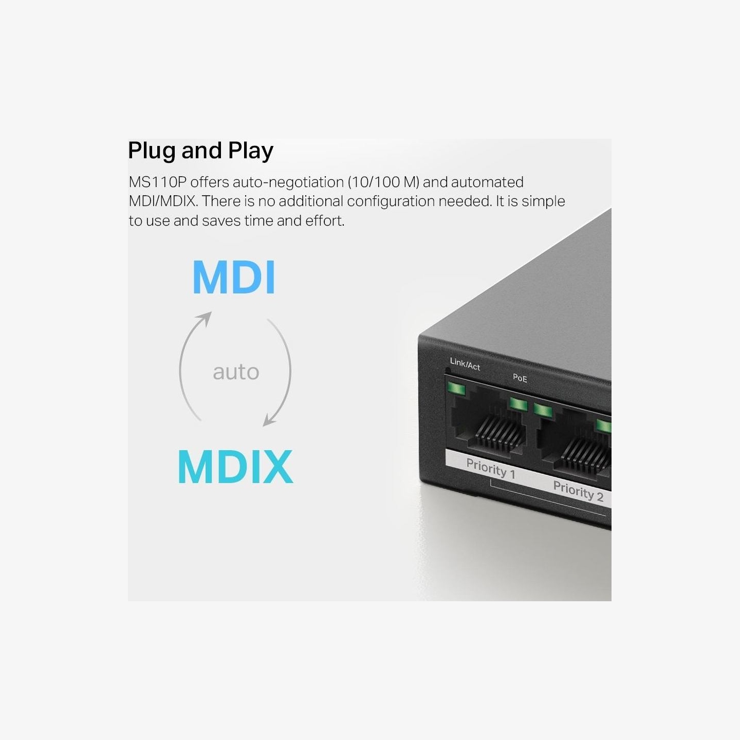 Mercusys Switch|MERCUSYS|Desktop/pedestal|10x10Base-T / 100Base-TX|PoE+ ports 8|MS110P