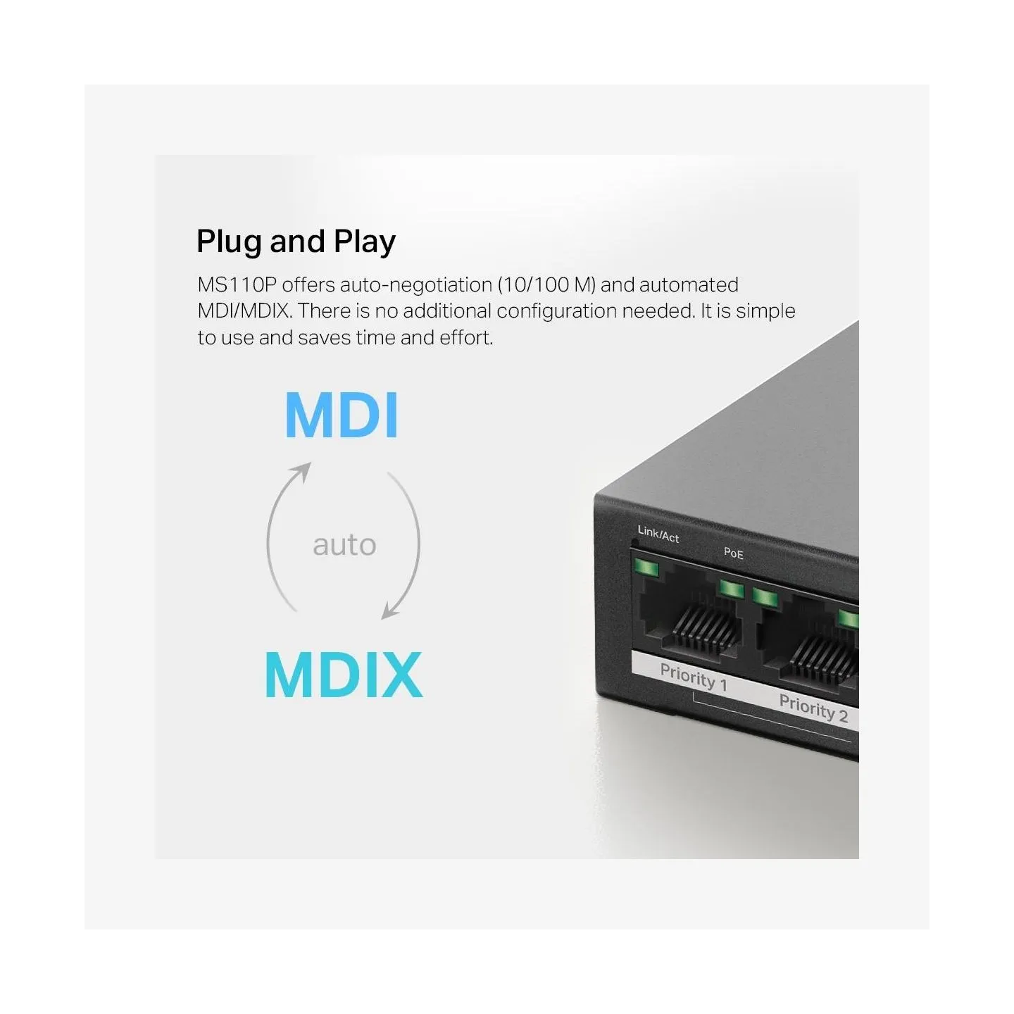 Mercusys Switch|MERCUSYS|Desktop/pedestal|10x10Base-T / 100Base-TX|PoE+ ports 8|MS110P