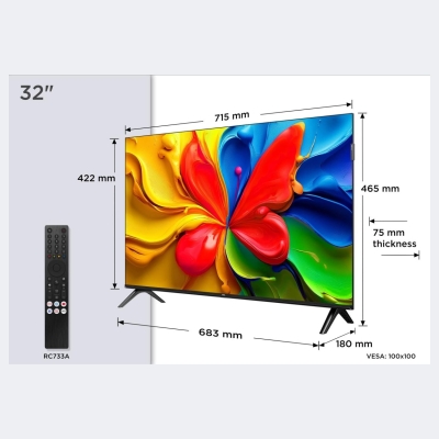 TCL TV Set|TCL|32 "|HD|1366 x 768 pixels|Flat|16:9|QLED|32V4C