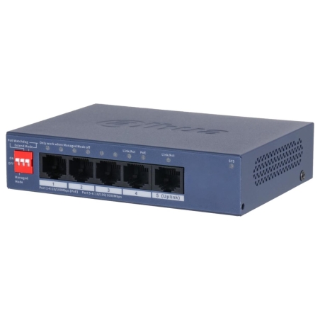 Dahua Switch|DAHUA|DH-CS4005-4ET1GT-36|Switch layer L2|4xRJ-45 ports|RJ-45 Ports Type Fast Ethernet (10/100)|1xGigabit Ethernet