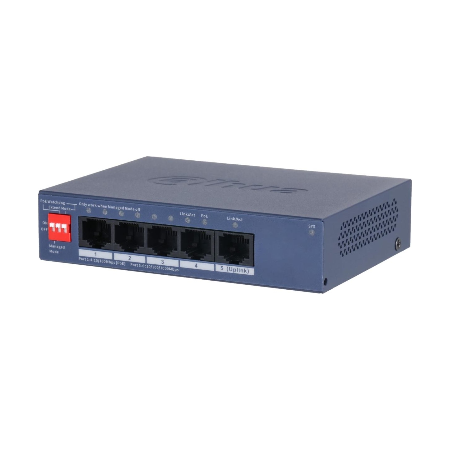 Dahua Switch|DAHUA|DH-CS4005-4ET1GT-36|Switch layer L2|4xRJ-45 ports|RJ-45 Ports Type Fast Ethernet (10/100)|1xGigabit Ethernet 