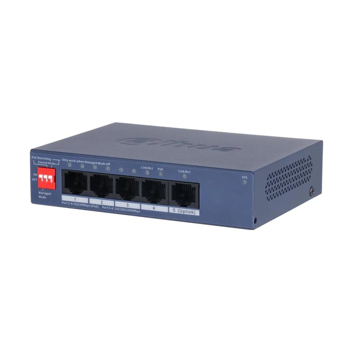 Dahua Switch|DAHUA|DH-CS4005-4ET1GT-36|Switch layer L2|4xRJ-45 ports|RJ-45 Ports Type Fast Ethernet (10/100)|1xGigabit Ethernet 