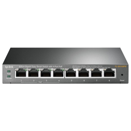 Tp-Link | Smart Switch | TL-SG108PE | Web Managed | Desktop | Gigabit Ethernet (copper) ports quantity 4 | PoE+ ports quantity 4