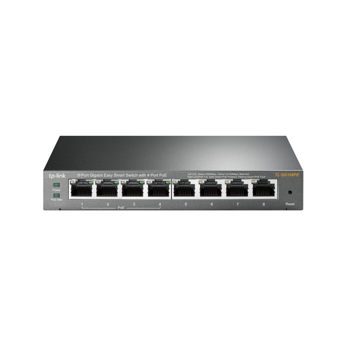 Tp-Link | Smart Switch | TL-SG108PE | Web Managed | Desktop | Gigabit Ethernet (copper) ports quantity 4 | PoE+ ports quantity 4