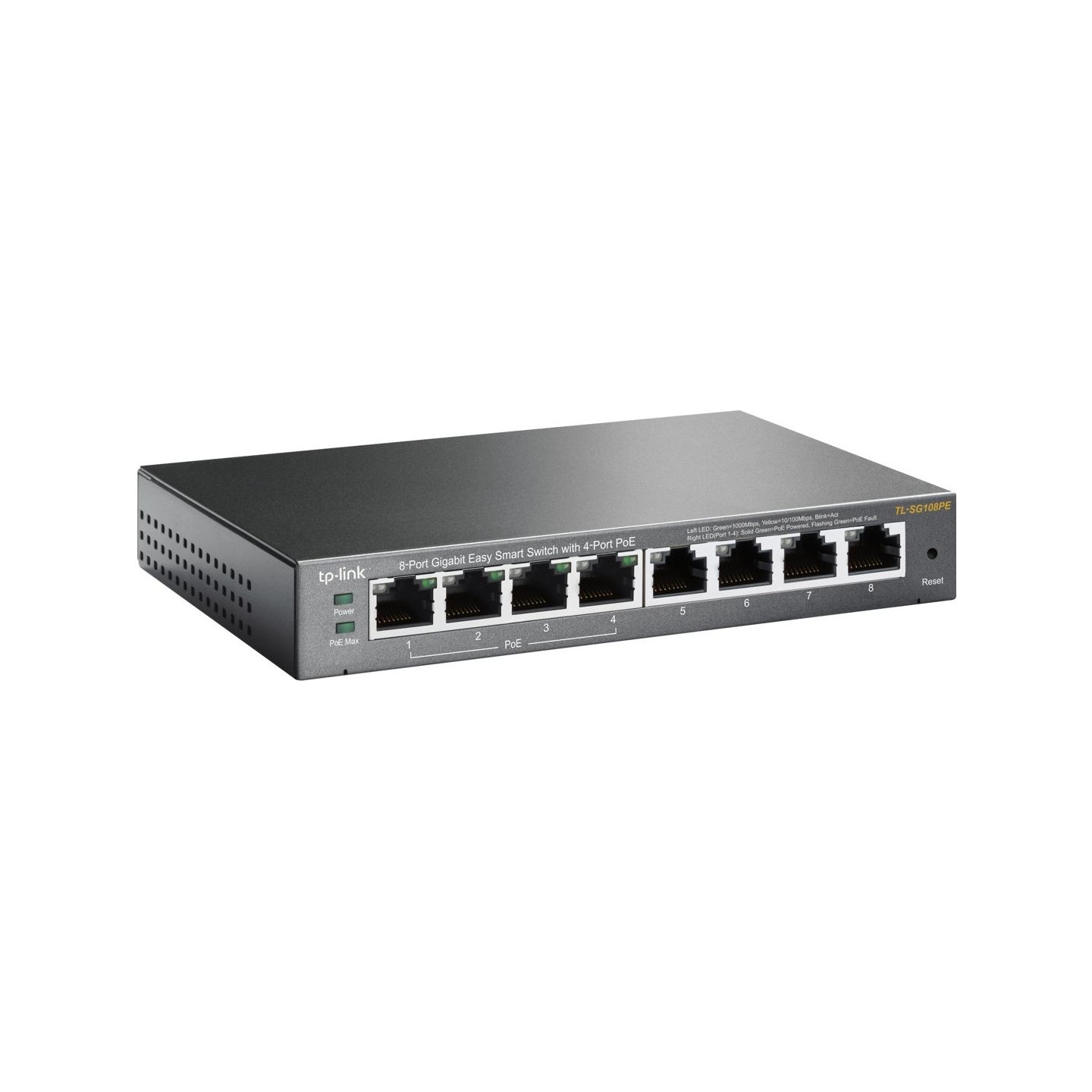 Tp-Link | Smart Switch | TL-SG108PE | Web Managed | Desktop | Gigabit Ethernet (copper) ports quantity 4 | PoE+ ports quantity 4