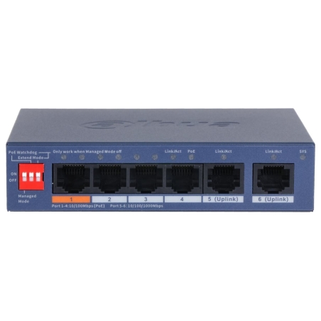 Dahua Switch|DAHUA|DH-CS4006-4ET2GT-60|Switch layer L2|2xRJ-45 ports|RJ-45 Ports Type Fast Ethernet (10/100)|4xGigabit Ethernet 