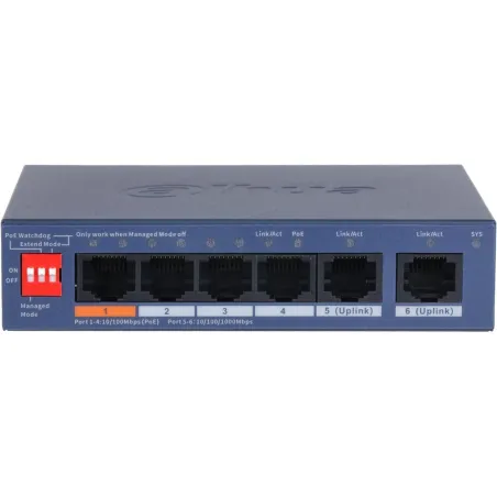 Dahua Switch|DAHUA|DH-CS4006-4ET2GT-60|Switch layer L2|2xRJ-45 ports|RJ-45 Ports Type Fast Ethernet (10/100)|4xGigabit Ethernet 