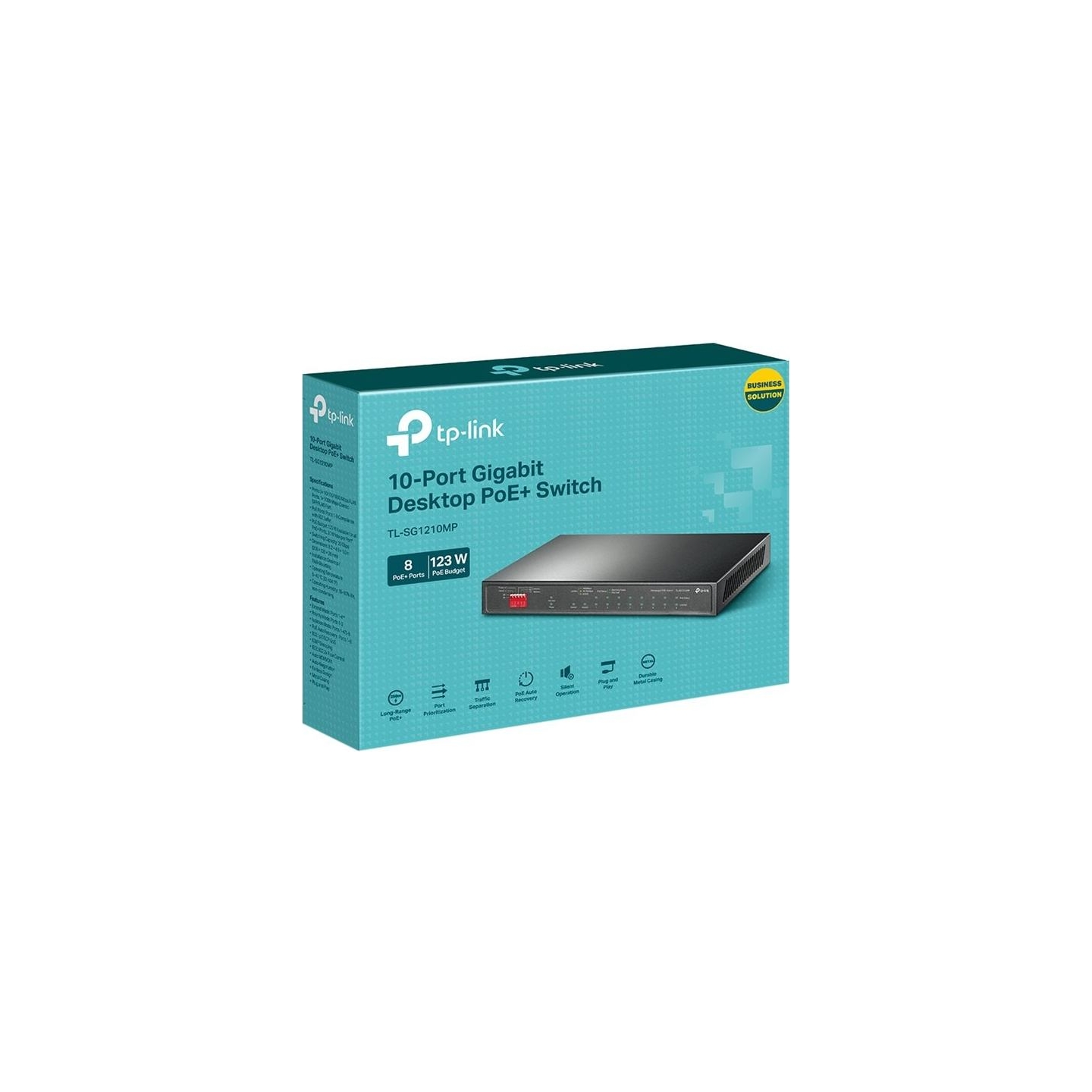 Tp-Link | 10-Port Gigabit Easy Smart Switch with 8-Port PoE+ | TL-SG1210MP | Unmanaged | Desktop | Power supply type External | 