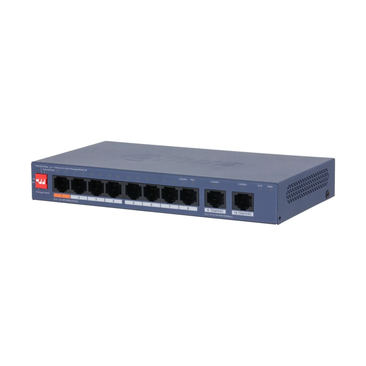 Dahua Switch|DAHUA|DH-CS4010-8ET2GT-60|Switch layer L2|8xRJ-45 ports|RJ-45 Ports Type Fast Ethernet (10/100)|2xGigabit Ethernet 