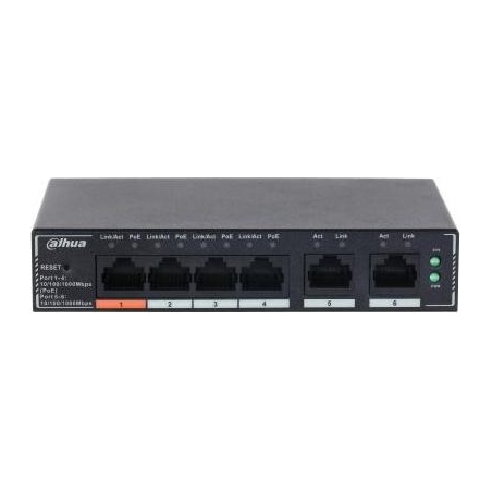 Dahua Switch|DAHUA|DH-SG4006P|Switch layer L2|6xRJ-45 ports|RJ-45 Ports Type Gigabit Ethernet (10/100/1000)|4xPower over Etherne