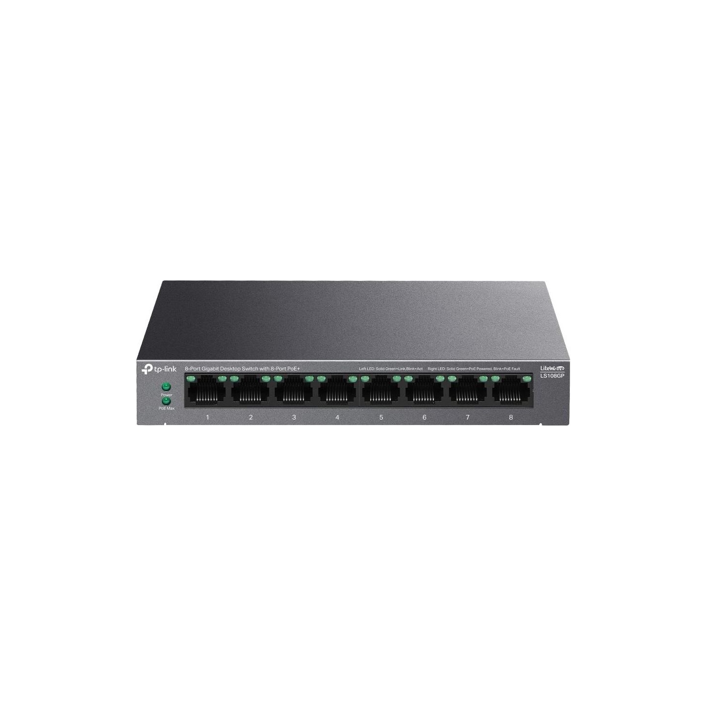 Tp-Link | 8-Port Gigabit Desktop Switch with 8-Port PoE+ | LS108GP | Unmanaged | Desktop