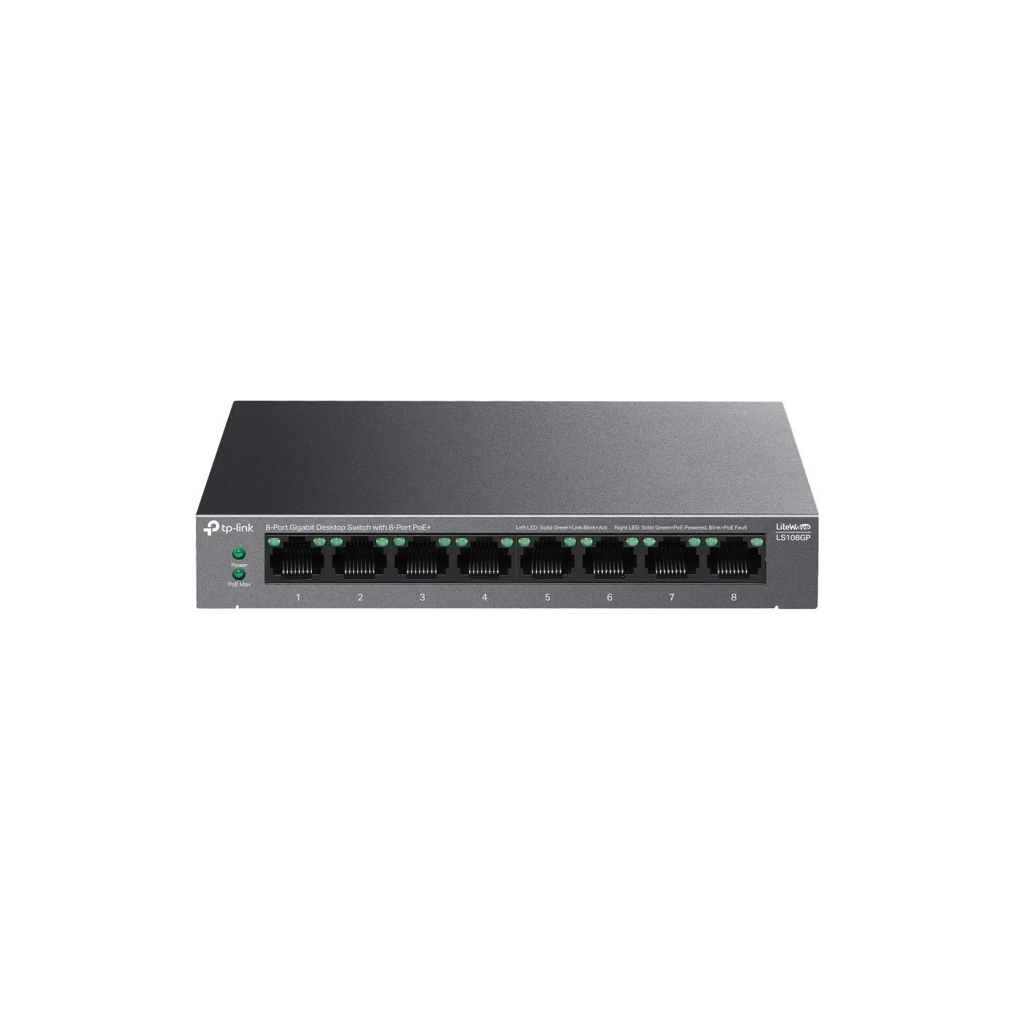 Tp-Link | 8-Port Gigabit Desktop Switch with 8-Port PoE+ | LS108GP | Unmanaged | Desktop