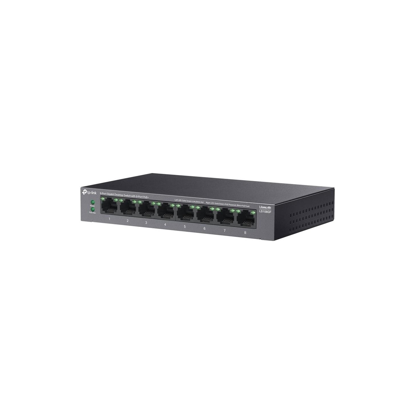 Tp-Link | 8-Port Gigabit Desktop Switch with 8-Port PoE+ | LS108GP | Unmanaged | Desktop