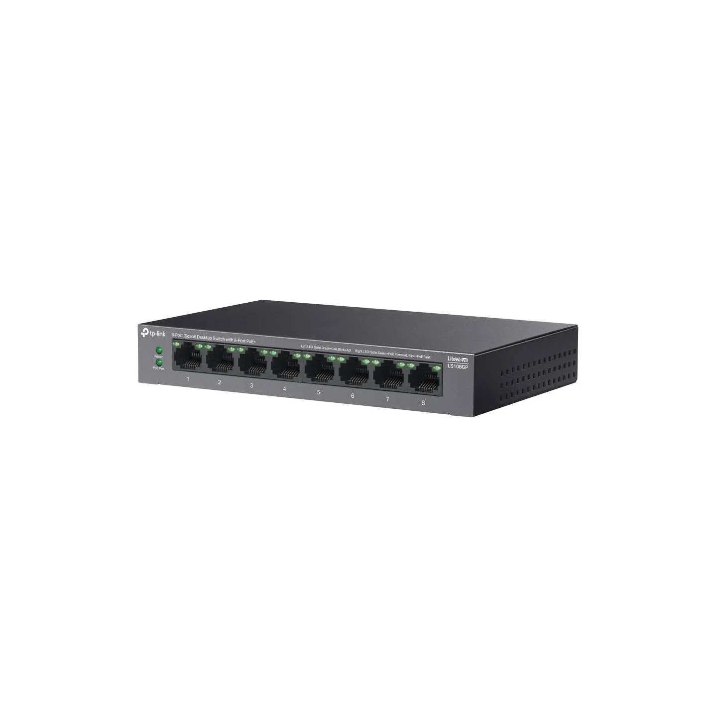 Tp-Link | 8-Port Gigabit Desktop Switch with 8-Port PoE+ | LS108GP | Unmanaged | Desktop
