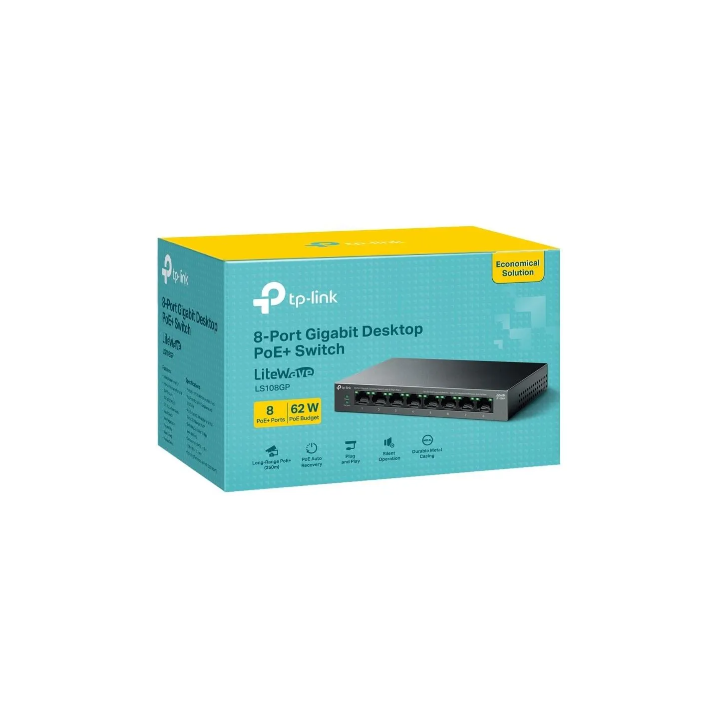 Tp-Link | 8-Port Gigabit Desktop Switch with 8-Port PoE+ | LS108GP | Unmanaged | Desktop