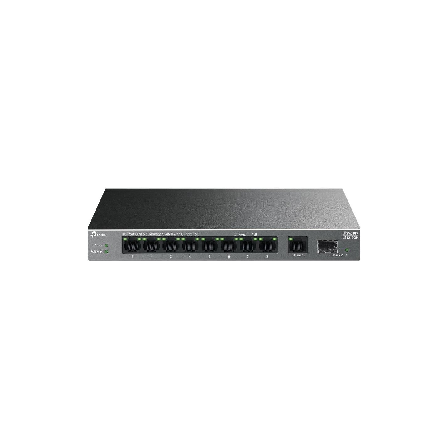 Tp-Link | 10-Port Gigabit Desktop Switch with 8-Port PoE+ | LS1210GP | Unmanaged | Desktop