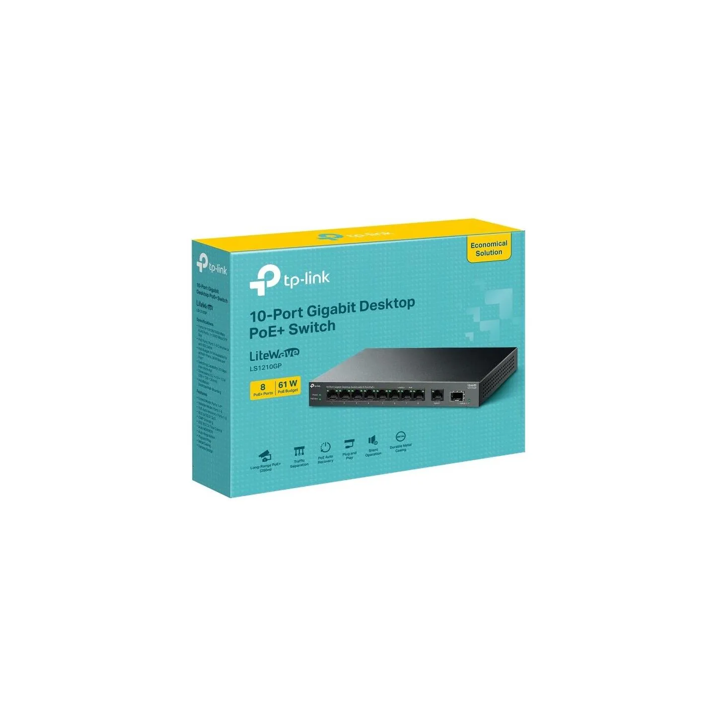 Tp-Link Switch|TP-LINK|LS1210GP|PoE+ ports 8|LS1210GP