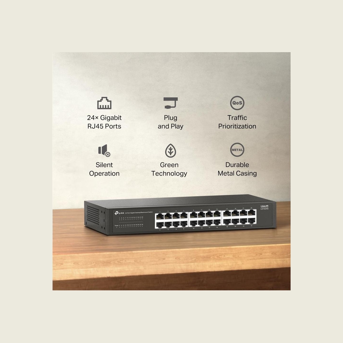 Tp-Link LiteWave 24-Port Gigabit Switch PORT: 24× Gigabit RJ45 Ports LS1024G