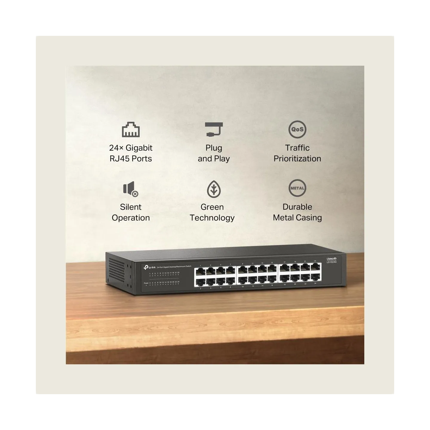 Tp-Link Switch|TP-LINK|Switch type Unmanaged|24xRJ-45 ports|RJ-45 Ports Type Gigabit Ethernet (10/100/1000)|LS1024G