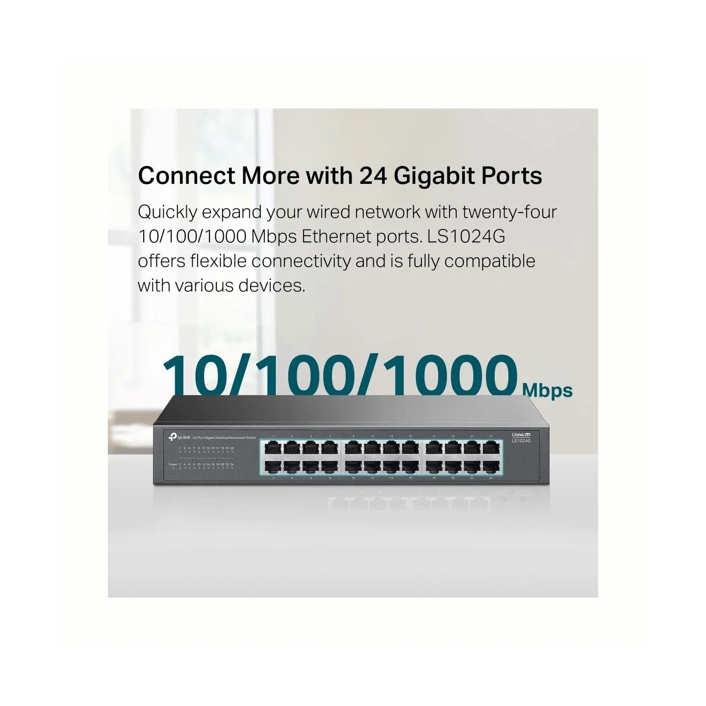 Tp-Link Switch|TP-LINK|Switch type Unmanaged|24xRJ-45 ports|RJ-45 Ports Type Gigabit Ethernet (10/100/1000)|LS1024G