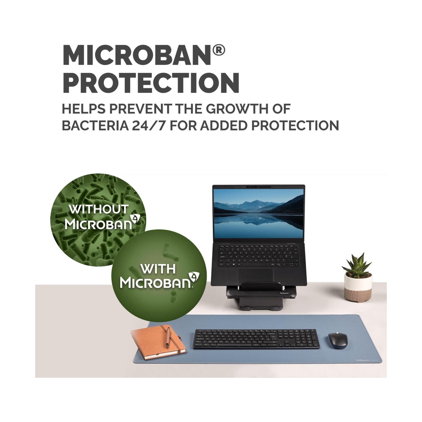 Fellowes Desk Mat | Breyta | 800 x 400 x 2.5 mm | Marine