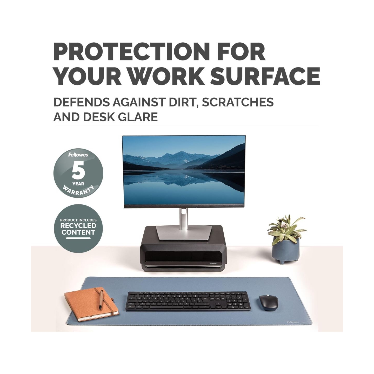 Fellowes Desk Mat | Breyta | 800 x 400 x 2.5 mm | Marine