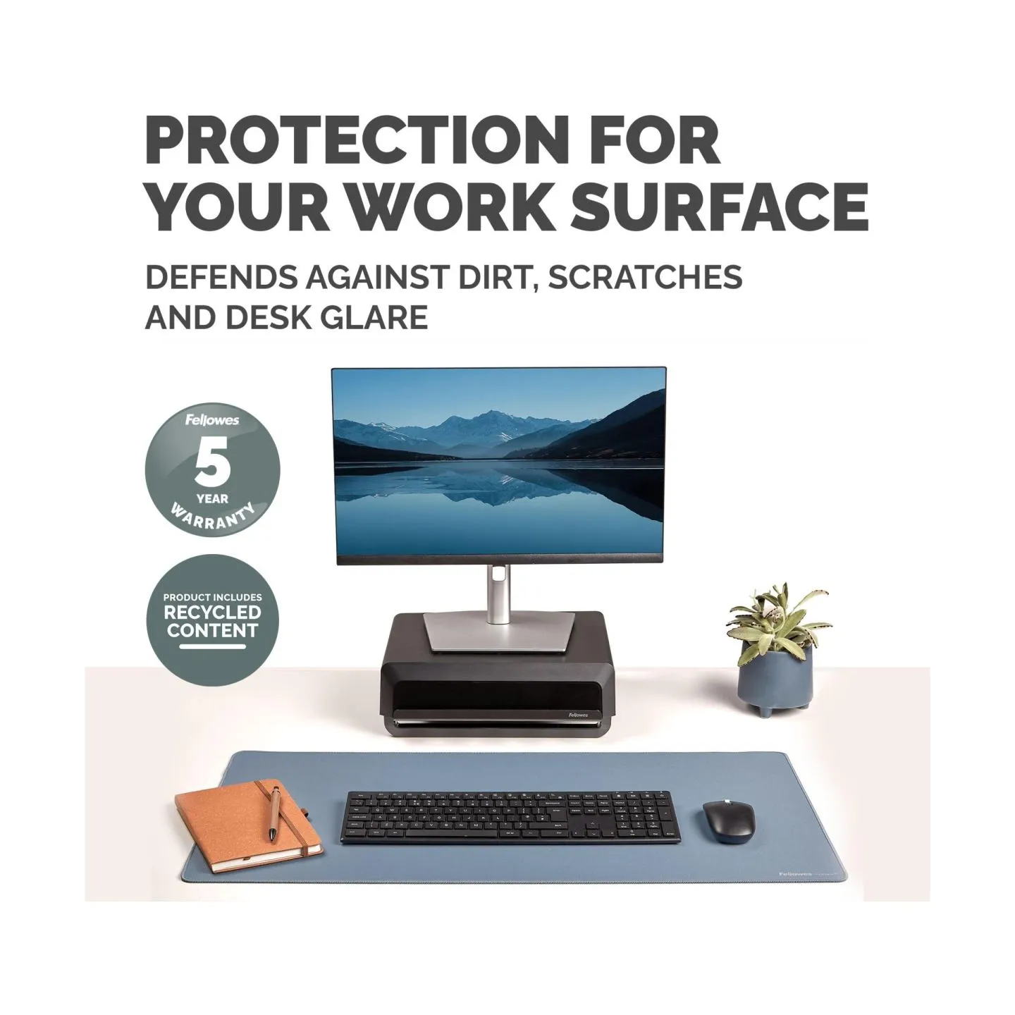 Fellowes Desk Mat | Breyta | 800 x 400 x 2.5 mm | Marine