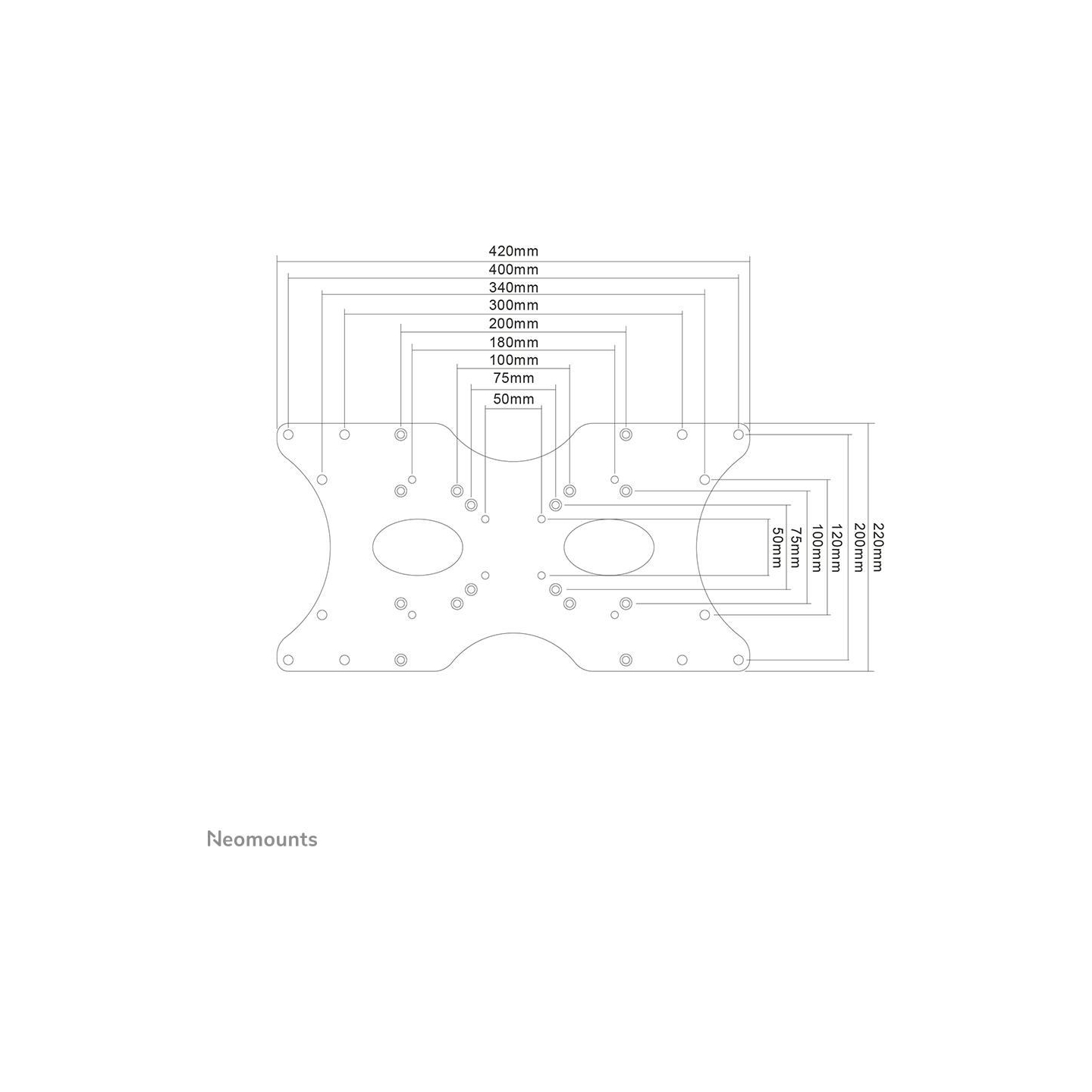Neomounts NEWSTAR VESA CONVERSION PLATE - VESA 75/100 - 200X100, 200X200, 400X200 - SILVER