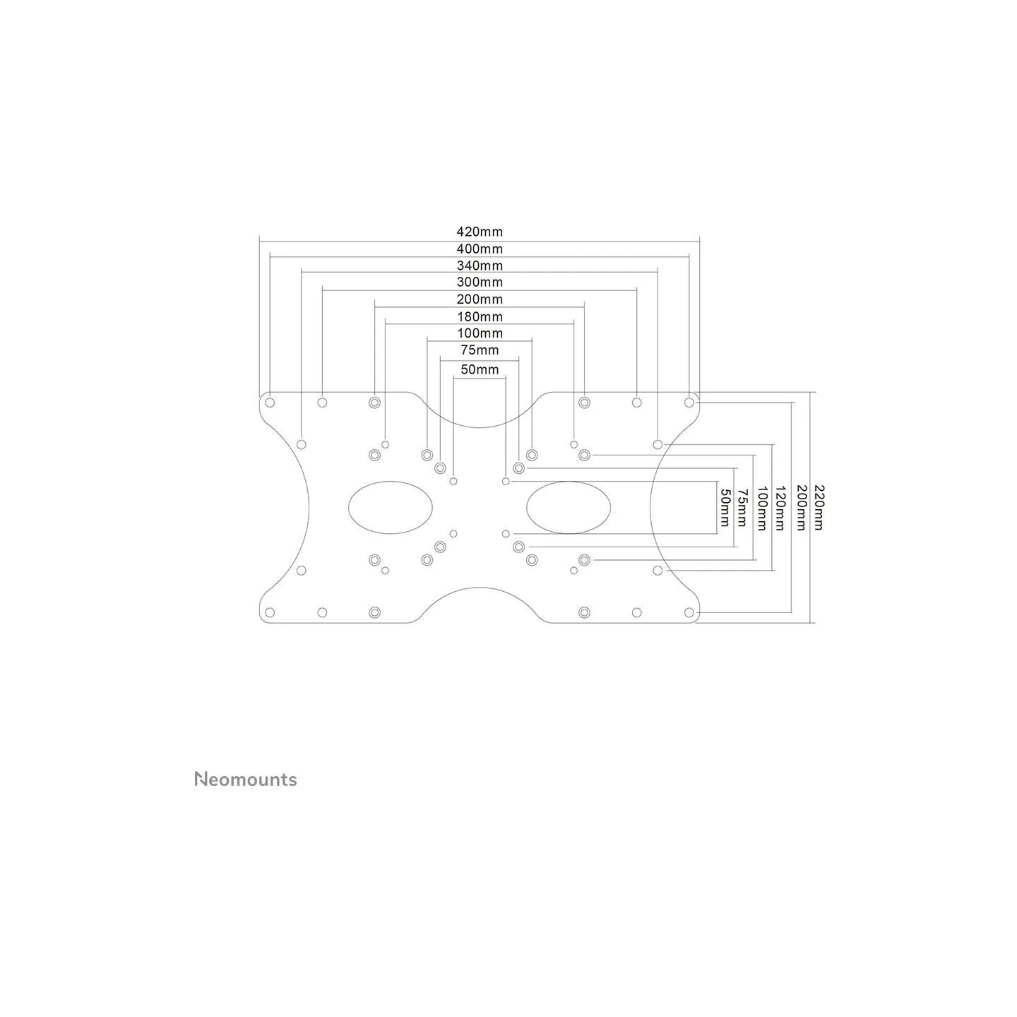 Neomounts NEWSTAR VESA CONVERSION PLATE - VESA 75/100 - 200X100, 200X200, 400X200 - SILVER
