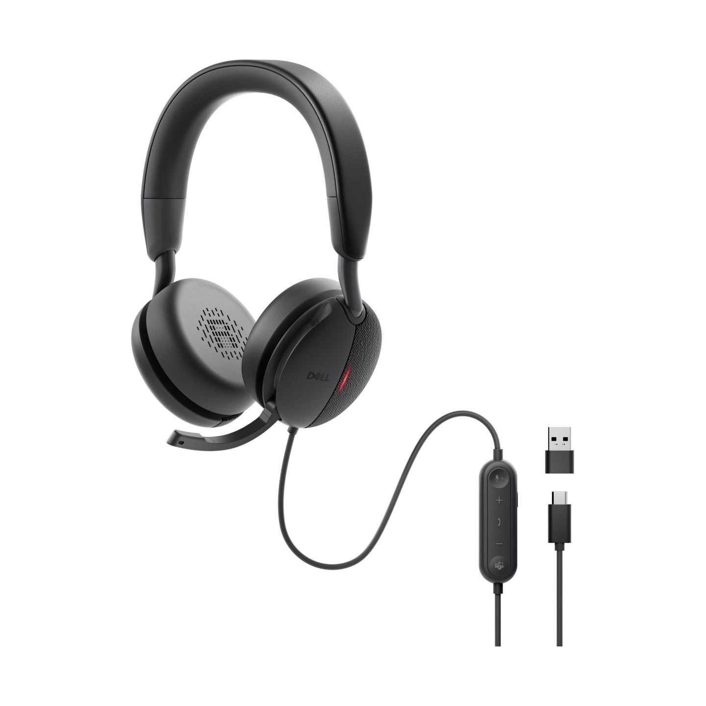 Dell | Pro Wired On-Ear Headset | WH5024 | Built-in microphone | USB Type-A | ANC | Black