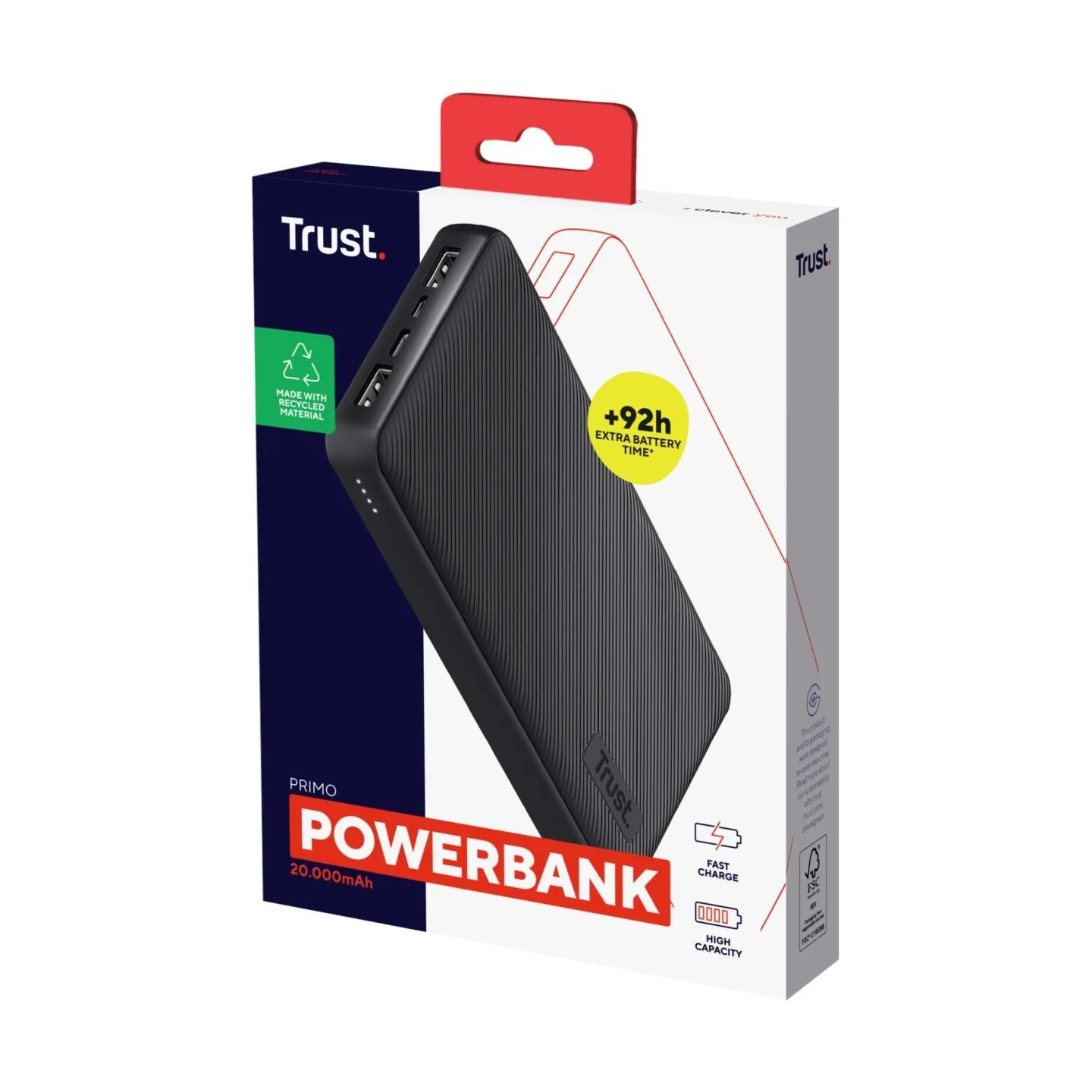 Trust POWER BANK USB 20000MAH/PRIMO ECO BLACK 24676 TRUST