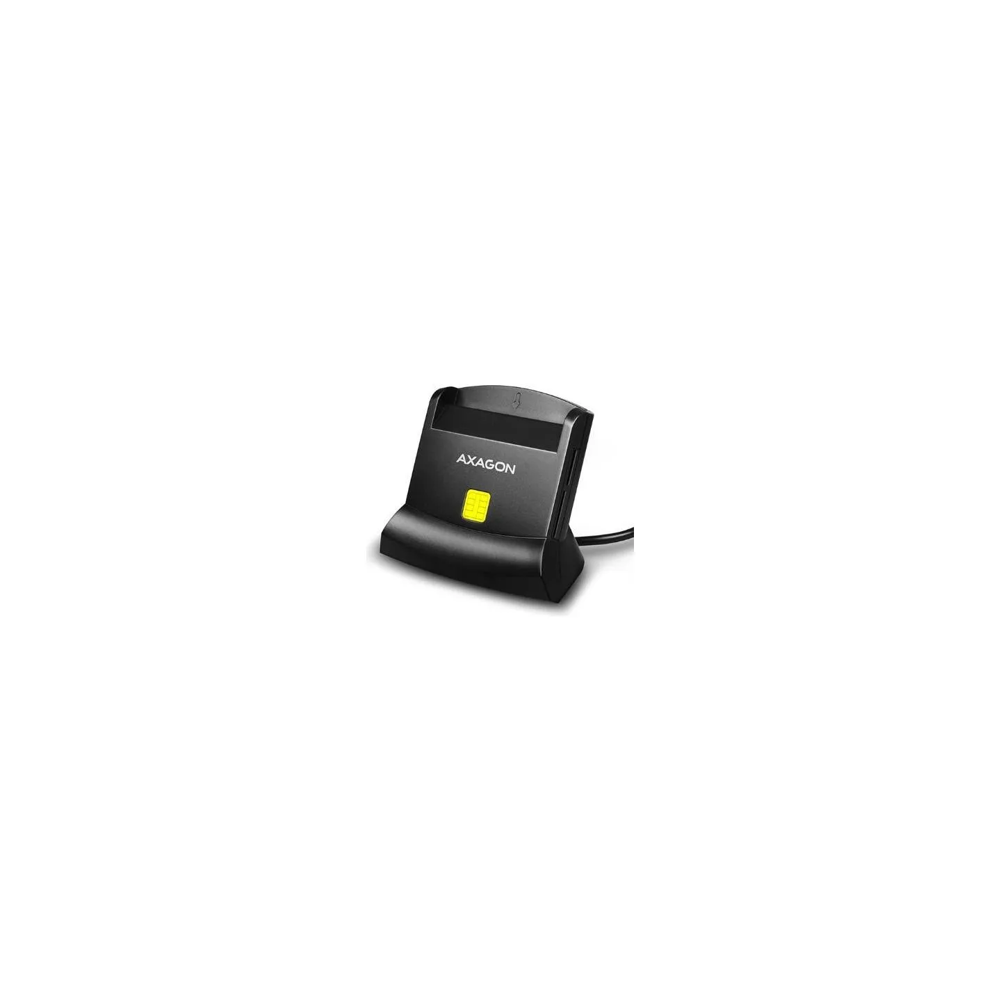 Axagon desktop stand reader Smart card / ID card AXAGON CRE-SM2 with USB 2.0 interface include SD, microSD and SIM card slots.