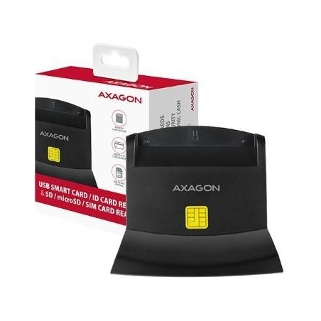 Axagon desktop stand reader Smart card / ID card AXAGON CRE-SM2 with USB 2.0 interface include SD, microSD and SIM card slots.