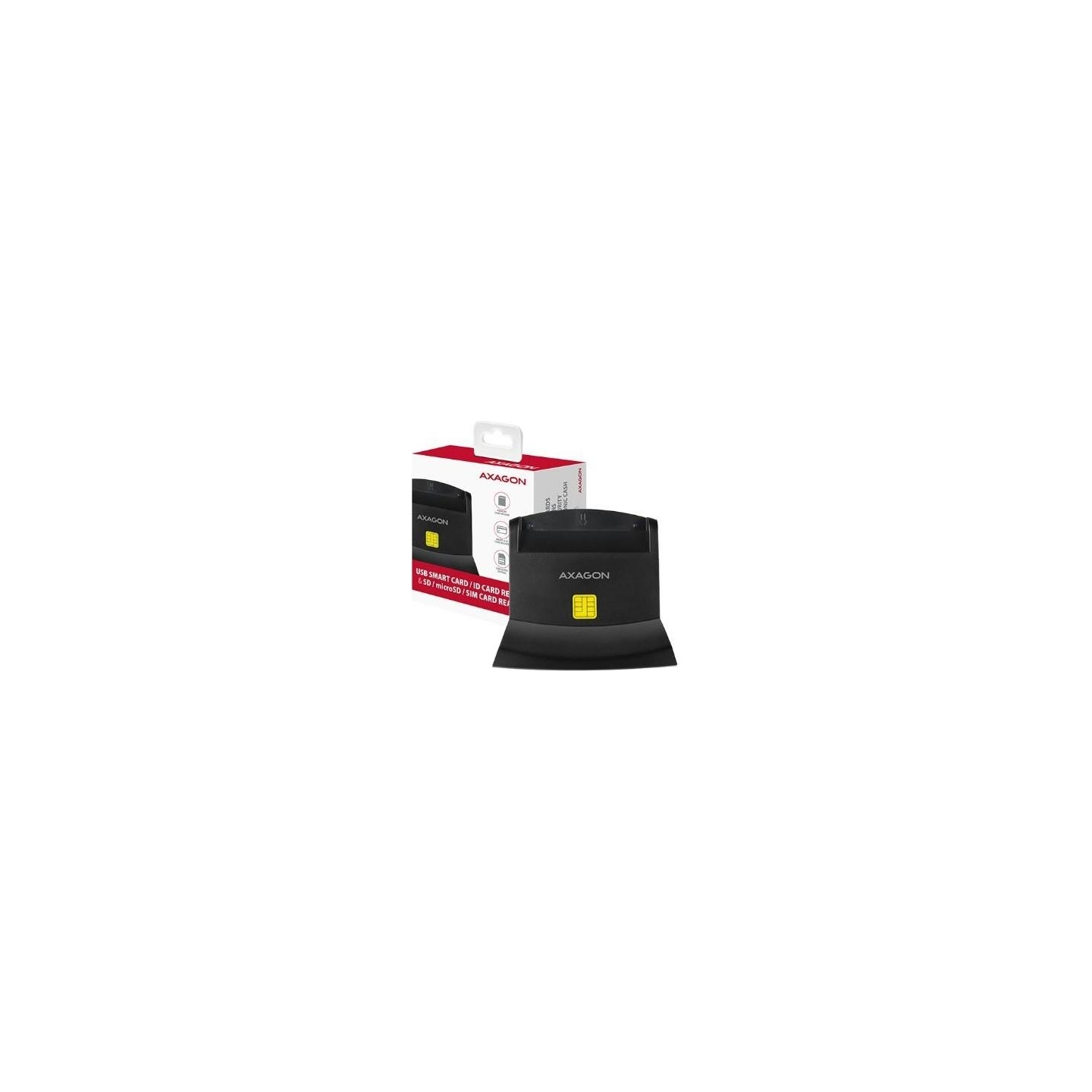 Axagon desktop stand reader Smart card / ID card AXAGON CRE-SM2 with USB 2.0 interface include SD, microSD and SIM card slots.