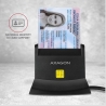 Axagon desktop stand reader Smart card / ID card AXAGON CRE-SM2 with USB 2.0 interface include SD, microSD and SIM card slots.