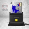 Axagon desktop stand reader Smart card / ID card AXAGON CRE-SM2 with USB 2.0 interface include SD, microSD and SIM card slots.