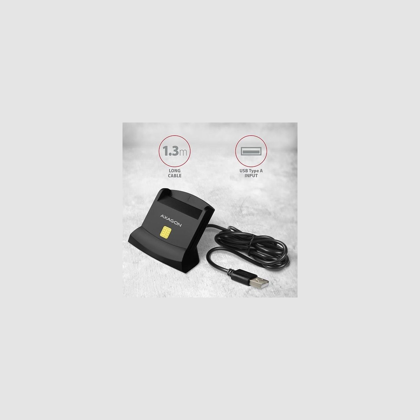 Axagon desktop stand reader Smart card / ID card AXAGON CRE-SM2 with USB 2.0 interface include SD, microSD and SIM card slots.