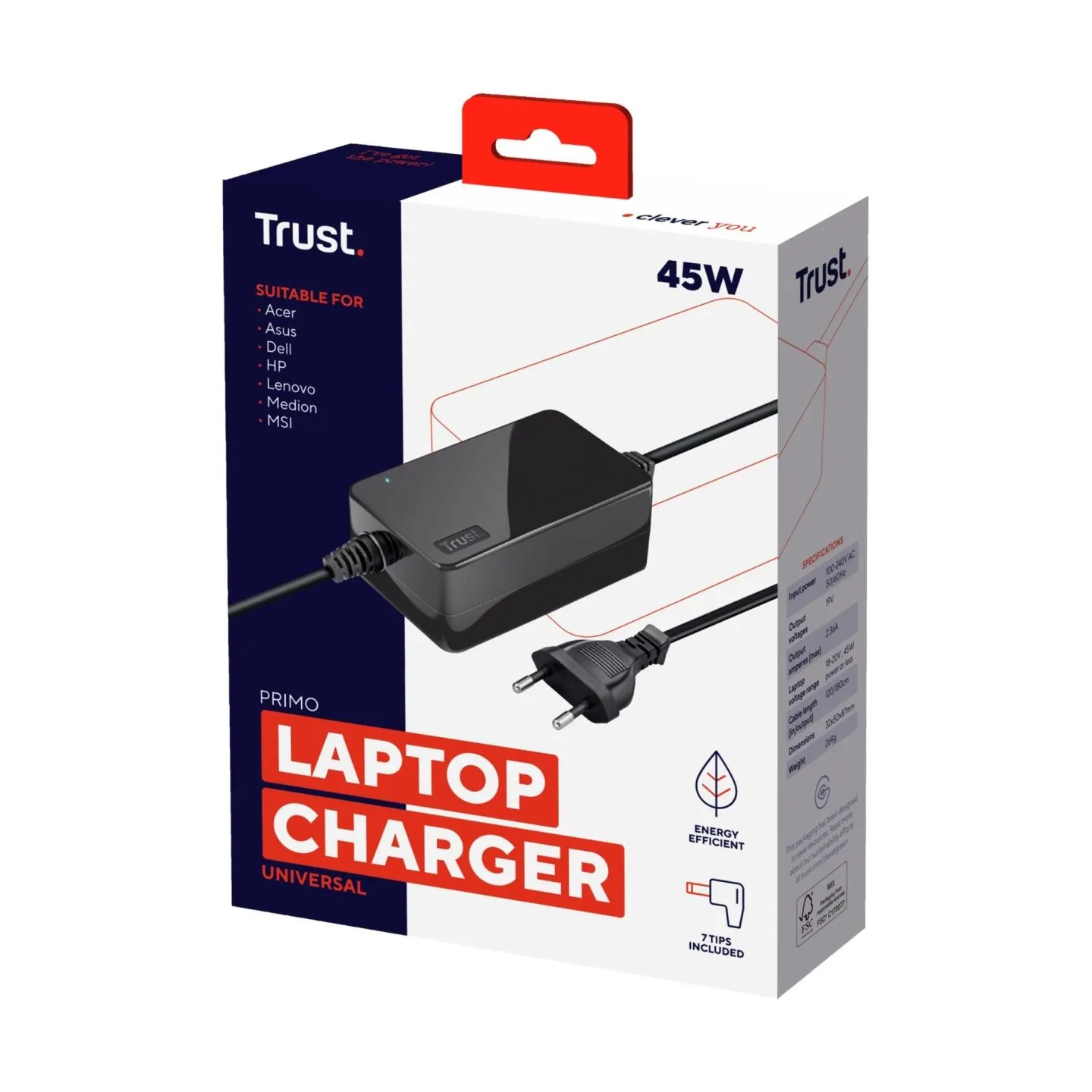 Trust NB ACC AC ADAPTER 45W PRIMO/BLACK 21904 TRUST