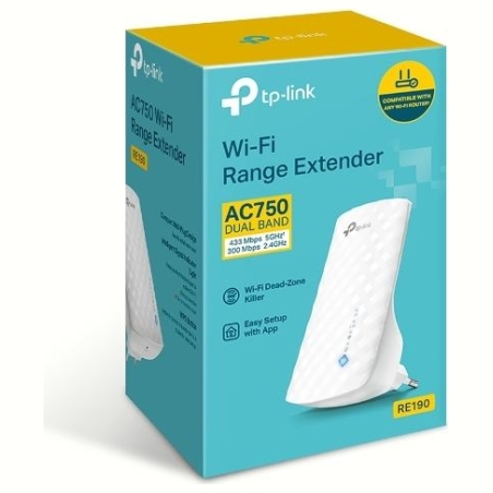 Tp-Link | Extender | RE190 | 802.11ac | 2.4GHz/5GHz | 300+433 Mbit/s | MU-MiMO No | no PoE | Antenna type 3 Omni-directional