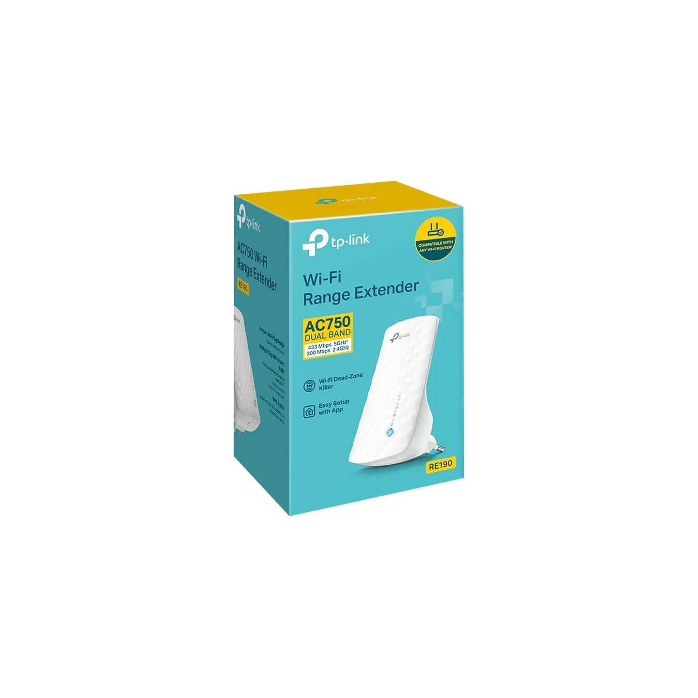Tp-Link | Extender | RE190 | 802.11ac | 2.4GHz/5GHz | 300+433 Mbit/s | MU-MiMO No | no PoE | Antenna type 3 Omni-directional