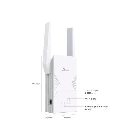 Tp-Link BE3600 Dual-Band Wi-Fi 7 Range Extender | RE235BE | 802.11ax | 688/2882 Mbit/s | Ethernet LAN (RJ-45) ports 1 | MU-MiMO 