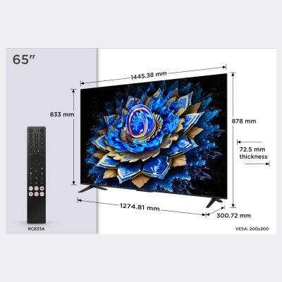 TCL 4K QLED TV | 65T69C | 65 | Smart TV | Google TV | UHD | Black