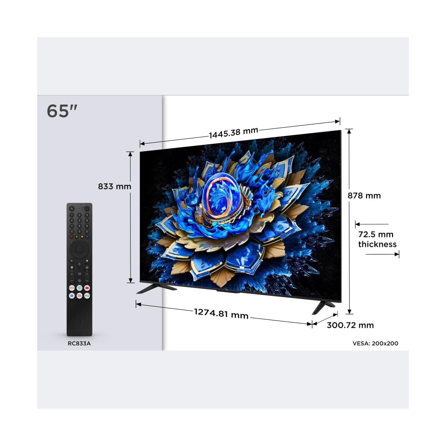 TCL 4K QLED TV | 65T69C | 65 | Smart TV | Google TV | UHD | Black