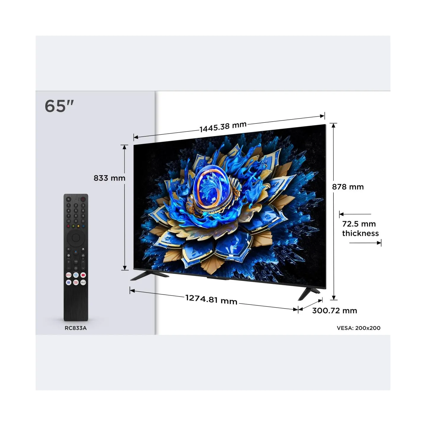 TCL 4K QLED TV | 65T69C | 65 | Smart TV | Google TV | UHD | Black