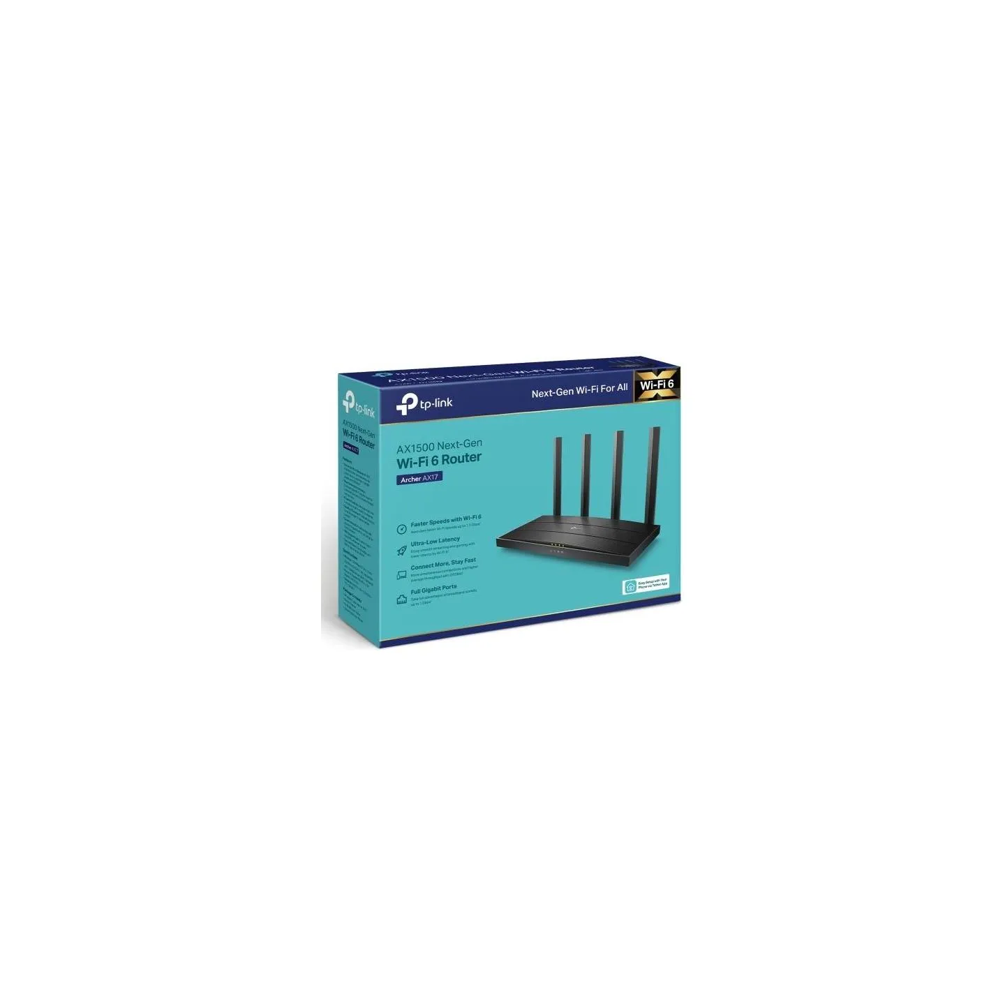 Tp-Link Wireless Router|TP-LINK|Wireless Router|1500 Mbps|Wi-Fi 6|1 WAN|3x10/100/1000M|Number of antennas 4|ARCHERAX17