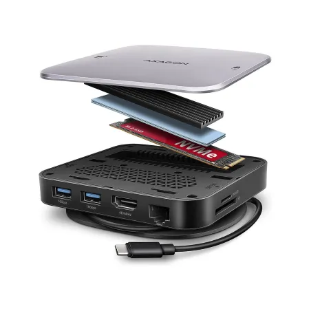 Axagon HMC-UFO USB hub 9in1 10Gbps HDMI M.2 NVMe LA