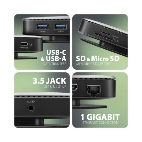 Axagon HMC-UFO USB hub 9in1 10Gbps HDMI M.2 NVMe LA
